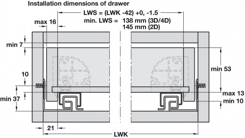 New Grass Dynapro Concealed Drawer Runners Load Capacity 40 Kg